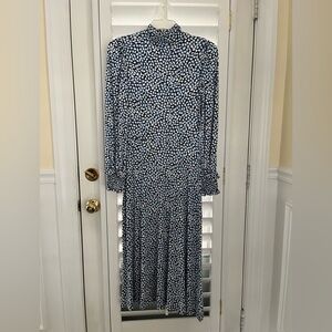 Draper James Navy and White Long Sleeve Dress